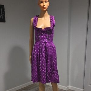 German Purple Sweetheart Neckline Sleeveless  Cotton Cocktail Mini Dress